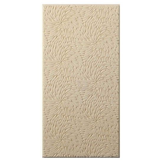 Texture Tile - Fireworks. Beige Texture Tiles are flexible, washable and can be used with any soft clay. Spritz with CoolSlip or dust on Dry Powder Release for stick-free impressions when using metal clay and polymer clay.