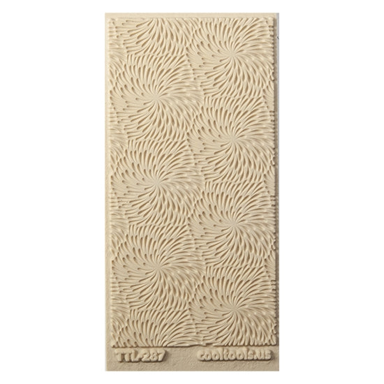 Texture Tile - Fireworks Fineline. Beige Texture Tiles are flexible, washable and can be used with any soft clay. Spritz with CoolSlip or dust on Dry Powder Release for stick-free impressions when using metal clay and polymer clay.