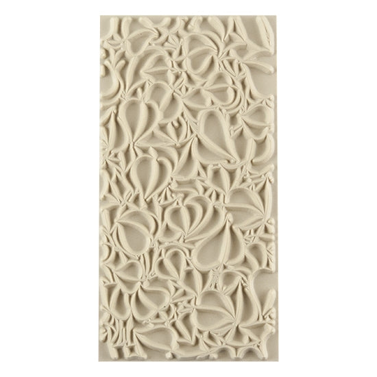 Texture Tile - Fall in Love. Beige Texture Tiles are flexible, washable and can be used with any soft clay. Spritz with CoolSlip or dust on Dry Powder Release for stick-free impressions when using metal clay and polymer clay.