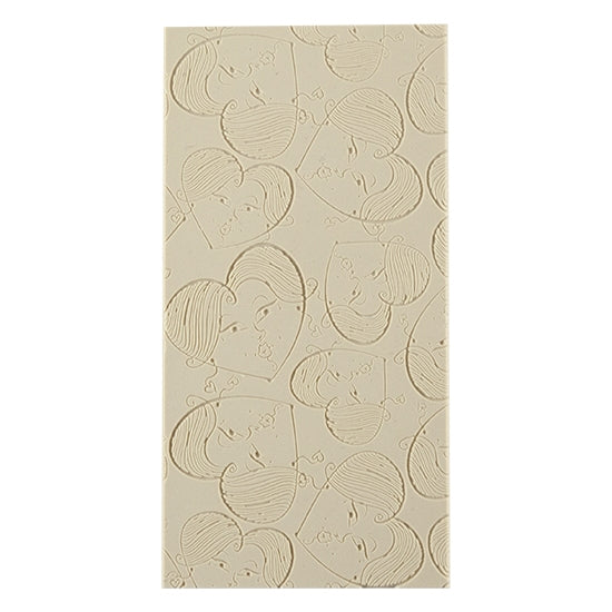 Texture Tile - Gimme Lovin' Fineline. Beige Texture Tiles are flexible, washable and can be used with any soft clay. Spritz with CoolSlip or dust on Dry Powder Release for stick-free impressions when using metal clay and polymer clay.