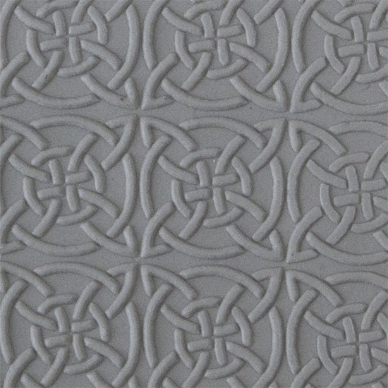 Texture Tile - Celtic Squares sample rolled into clay