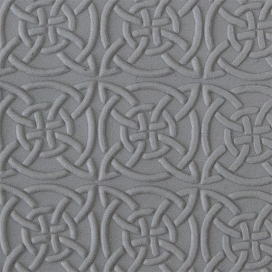 Texture Tile - Celtic Squares sample rolled into clay