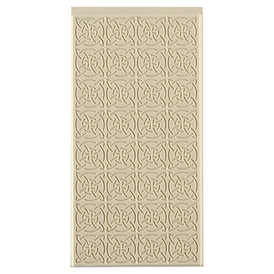 Texture Tile - Celtic Squares. Beige Texture Tiles are flexible, washable and can be used with any soft clay. Spritz with CoolSlip or dust on Dry Powder Release for stick-free impressions when using metal clay and polymer clay.