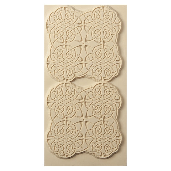 Texture Tile - Celtic Knots. Beige Texture Tiles are flexible, washable and can be used with any soft clay. Spritz with CoolSlip or dust on Dry Powder Release for stick-free impressions when using metal clay and polymer clay.