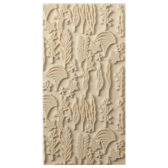 Texture Tile - Seascape. Beige Texture Tiles are flexible, washable and can be used with any soft clay. Spritz with CoolSlip or dust on Dry Powder Release for stick-free impressions when using metal clay and polymer clay.