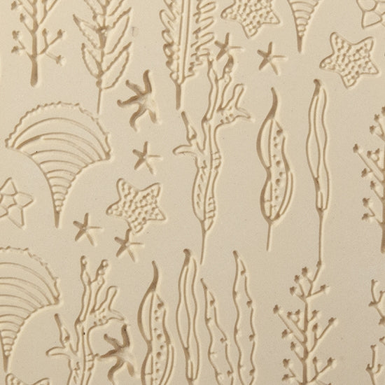 Texture Tile - Seascape Fineline. Beige Texture Tiles are flexible, washable and can be used with any soft clay. Spritz with CoolSlip or dust on Dry Powder Release for stick-free impressions when using metal clay and polymer clay.