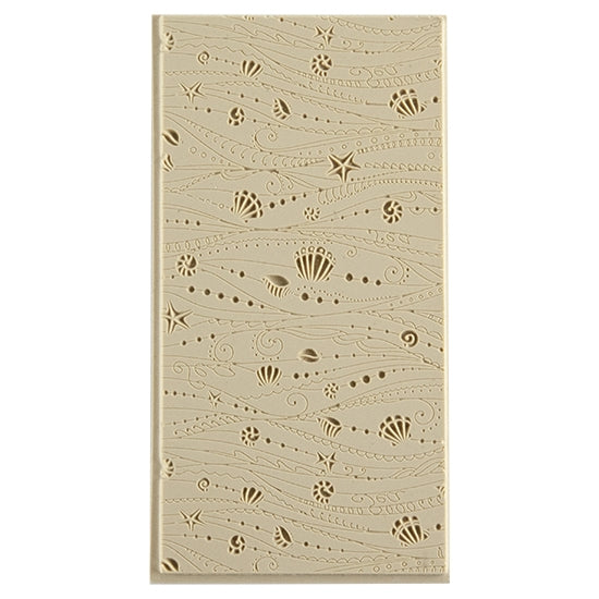 Texture Tile - Ocean Motion Fineline. Beige Texture Tiles are flexible, washable and can be used with any soft clay. Spritz with CoolSlip or dust on Dry Powder Release for stick-free impressions when using metal clay and polymer clay.