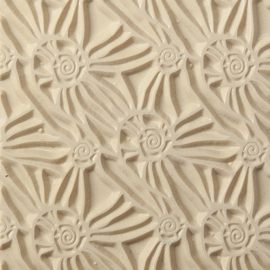 Texture Tile - Snail Parade. Beige Texture Tiles are flexible, washable and can be used with any soft clay. Spritz with CoolSlip or dust on Dry Powder Release for stick-free impressions when using metal clay and polymer clay.