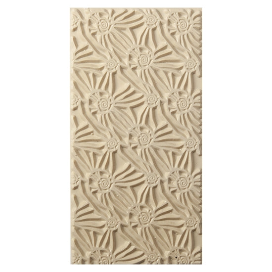 Texture Tile - Snail Parade. Beige Texture Tiles are flexible, washable and can be used with any soft clay. Spritz with CoolSlip or dust on Dry Powder Release for stick-free impressions when using metal clay and polymer clay.