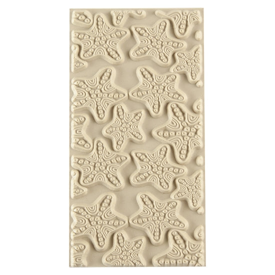 Texture Tile - Jeweled Starfish. Beige Texture Tiles are flexible, washable and can be used with any soft clay. Spritz with CoolSlip or dust on Dry Powder Release for stick-free impressions when using metal clay and polymer clay.