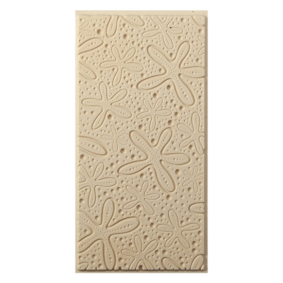 Texture Tile - Cosmic Starfish Embossed. Beige Texture Tiles are flexible, washable and can be used with any soft clay. Spritz with CoolSlip or dust on Dry Powder Release for stick-free impressions when using metal clay and polymer clay.