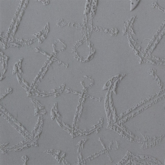 Texture Tile - Anchors Away Fineline sample rolled into clay