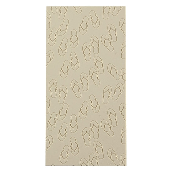 Texture Tile - The Flips and the Flops Embossed. Beige Texture Tiles are flexible, washable and can be used with any soft clay. Spritz with CoolSlip or dust on Dry Powder Release for stick-free impressions when using metal clay and polymer clay.