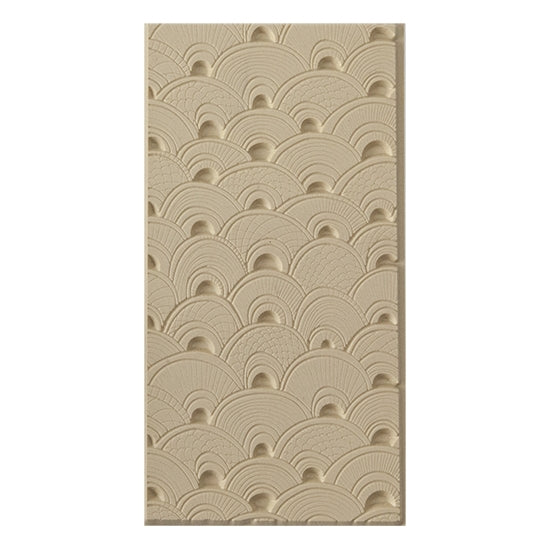 Texture Tile - Seashell Sunrise Embossed. Beige Texture Tiles are flexible, washable and can be used with any soft clay. Spritz with CoolSlip or dust on Dry Powder Release for stick-free impressions when using metal clay and polymer clay.