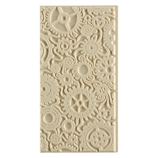 Texture Tile - Steampunk Swirl. Beige Texture Tiles are flexible, washable and can be used with any soft clay. Spritz with CoolSlip or dust on Dry Powder Release for stick-free impressions when using metal clay and polymer clay.