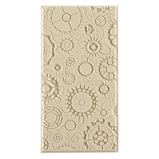 Texture Tile - Steampunk Swirl Embossed. Beige Texture Tiles are flexible, washable and can be used with any soft clay. Spritz with CoolSlip or dust on Dry Powder Release for stick-free impressions when using metal clay and polymer clay.