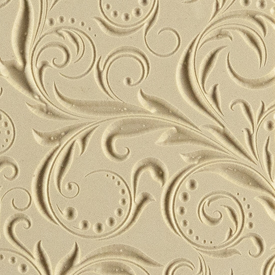 Texture Tile - Leaves and Dots Embossed. Beige Texture Tiles are flexible, washable and can be used with any soft clay. Spritz with CoolSlip or dust on Dry Powder Release for stick-free impressions when using metal clay and polymer clay.