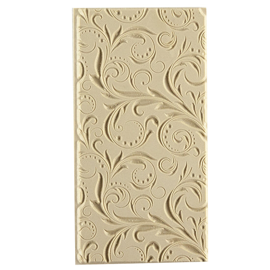 Texture Tile - Leaves and Dots Embossed. Beige Texture Tiles are flexible, washable and can be used with any soft clay. Spritz with CoolSlip or dust on Dry Powder Release for stick-free impressions when using metal clay and polymer clay.