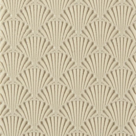 Texture Tile - Classic Scallop. Beige Texture Tiles are flexible, washable and can be used with any soft clay. Spritz with CoolSlip or dust on Dry Powder Release for stick-free impressions when using metal clay and polymer clay.