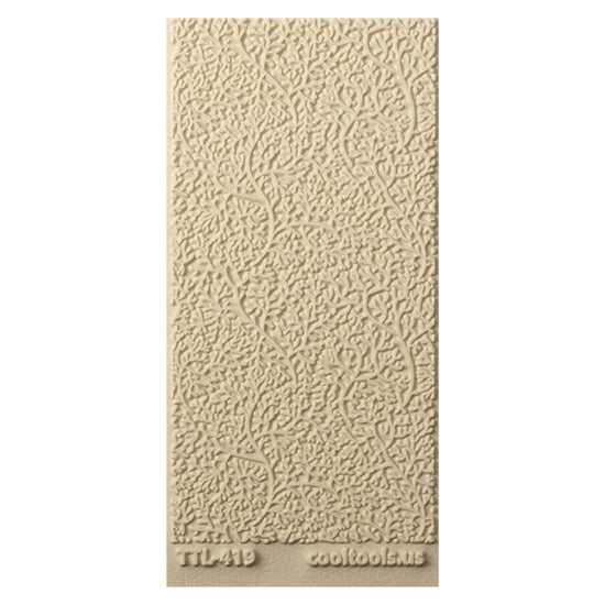 Texture Tile - Branching Out. Beige Texture Tiles are flexible, washable and can be used with any soft clay. Spritz with CoolSlip or dust on Dry Powder Release for stick-free impressions when using metal clay and polymer clay.