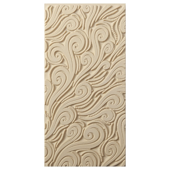 Texture Tile - Whimsical Wind. Beige Texture Tiles are flexible, washable and can be used with any soft clay. Spritz with CoolSlip or dust on Dry Powder Release for stick-free impressions when using metal clay and polymer clay.