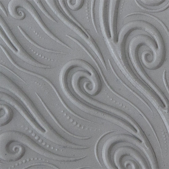 Texture Tile - Whimsical Wind Embossed sample rolled into clay