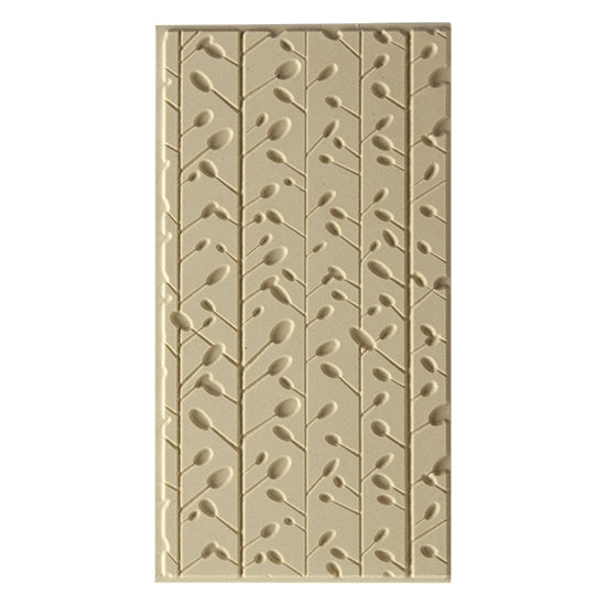 Texture Tile - Plum Tree Embossed. Beige Texture Tiles are flexible, washable and can be used with any soft clay. Spritz with CoolSlip or dust on Dry Powder Release for stick-free impressions when using metal clay and polymer clay.