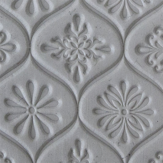 Texture Tile - Woven Daisies sample rolled into clay