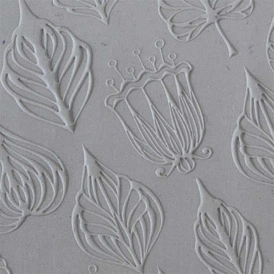 Texture Tile - Flower Shower Embossed sample rolled into clay