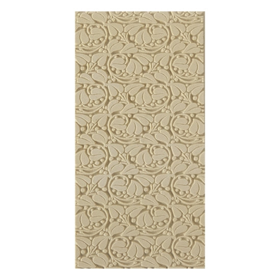 Texture Tile - Ivy. Beige Texture Tiles are flexible, washable and can be used with any soft clay. Spritz with CoolSlip or dust on Dry Powder Release for stick-free impressions when using metal clay and polymer clay.