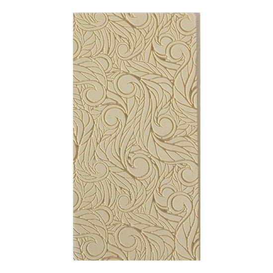 Texture Tile - Feather Flurry Embossed. Beige Texture Tiles are flexible, washable and can be used with any soft clay. Spritz with CoolSlip or dust on Dry Powder Release for stick-free impressions when using metal clay and polymer clay.