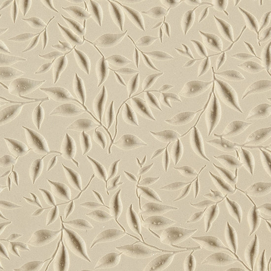 Texture Tile - Simple Leaves Embossed. Beige Texture Tiles are flexible, washable and can be used with any soft clay. Spritz with CoolSlip or dust on Dry Powder Release for stick-free impressions when using metal clay and polymer clay.