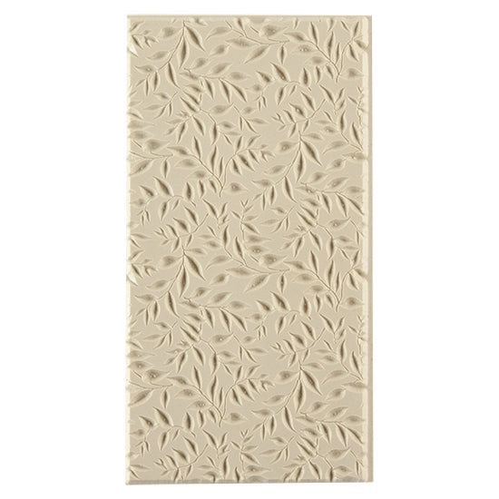 Texture Tile - Simple Leaves Embossed. Beige Texture Tiles are flexible, washable and can be used with any soft clay. Spritz with CoolSlip or dust on Dry Powder Release for stick-free impressions when using metal clay and polymer clay.