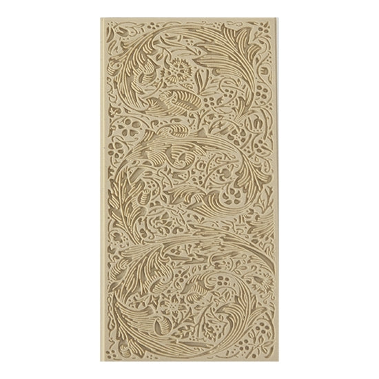 Texture Tile - Acanthas. Beige Texture Tiles are flexible, washable and can be used with any soft clay. Spritz with CoolSlip or dust on Dry Powder Release for stick-free impressions when using metal clay and polymer clay.