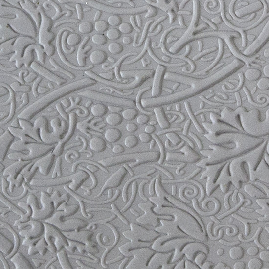 Texture Tile - Grapevines Embossed sample rolled into clay