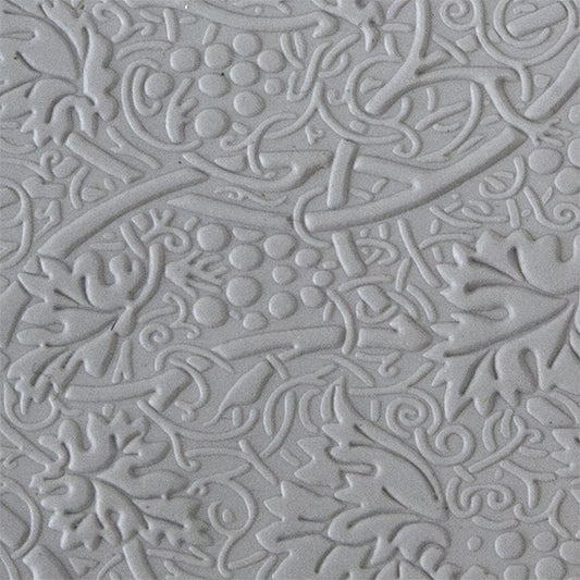 Texture Tile - Grapevines Embossed sample rolled into clay