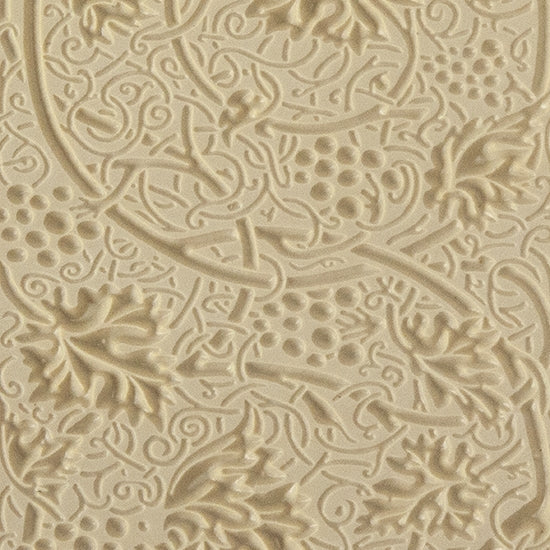 Texture Tile - Grapevines Embossed. Beige Texture Tiles are flexible, washable and can be used with any soft clay. Spritz with CoolSlip or dust on Dry Powder Release for stick-free impressions when using metal clay and polymer clay.