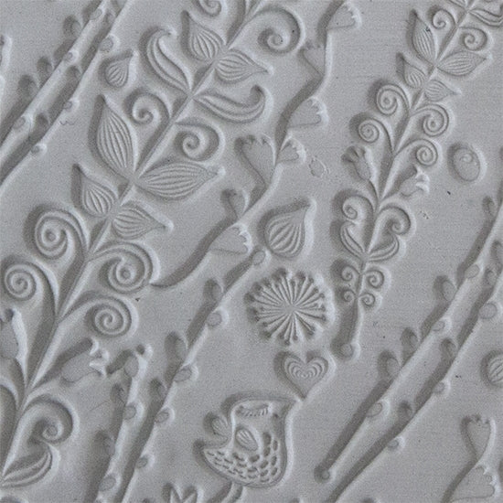 Texture Tile - Spring Love sample rolled into clay