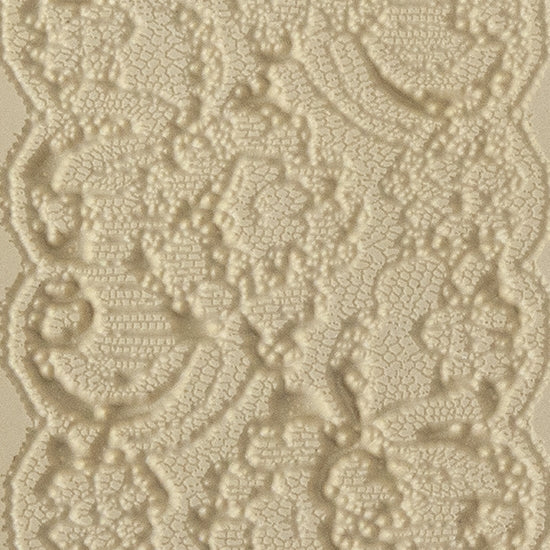 Texture Tile - Spanish Lace. Beige Texture Tiles are flexible, washable and can be used with any soft clay. Spritz with CoolSlip or dust on Dry Powder Release for stick-free impressions when using metal clay and polymer clay.