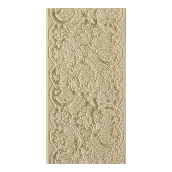 Texture Tile - Spanish Lace. Beige Texture Tiles are flexible, washable and can be used with any soft clay. Spritz with CoolSlip or dust on Dry Powder Release for stick-free impressions when using metal clay and polymer clay.