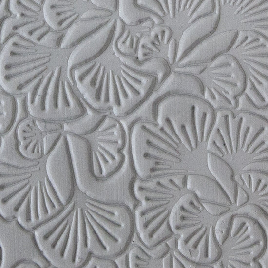 Texture Tile - Gingko Leaves sample rolled into clay