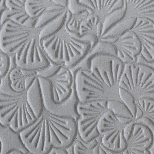 Texture Tile - Gingko Leaves sample rolled into clay