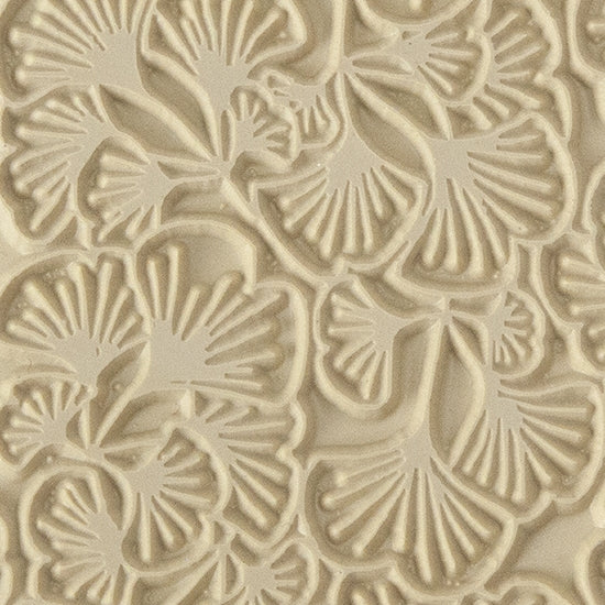 Texture Tile - Gingko Leaves. Beige Texture Tiles are flexible, washable and can be used with any soft clay. Spritz with CoolSlip or dust on Dry Powder Release for stick-free impressions when using metal clay and polymer clay.