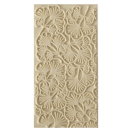 Texture Tile - Gingko Leaves. Beige Texture Tiles are flexible, washable and can be used with any soft clay. Spritz with CoolSlip or dust on Dry Powder Release for stick-free impressions when using metal clay and polymer clay.