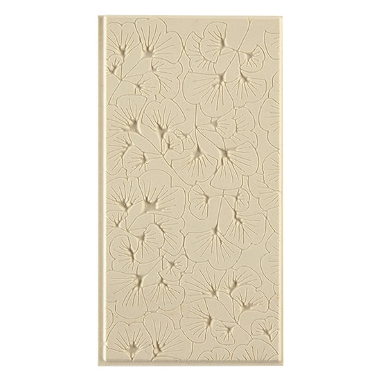 Texture Tile - Gingko Leaves Embossed. Beige Texture Tiles are flexible, washable and can be used with any soft clay. Spritz with CoolSlip or dust on Dry Powder Release for stick-free impressions when using metal clay and polymer clay.