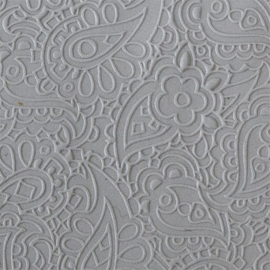 Texture Tile - Paisley Fineline sample rolled into clay