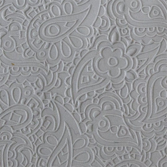 Texture Tile - Paisley Fineline sample rolled into clay