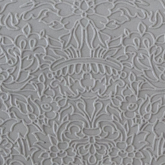 Texture Tile - Formal Rose Fineline sample rolled into clay