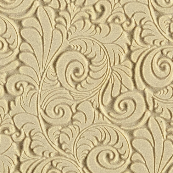 Texture Tile - Plume. Beige Texture Tiles are flexible, washable and can be used with any soft clay. Spritz with CoolSlip or dust on Dry Powder Release for stick-free impressions when using metal clay and polymer clay.