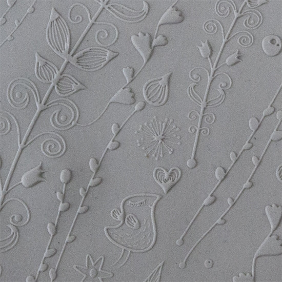 Texture Tile - Spring Love Fineline sample rolled into clay